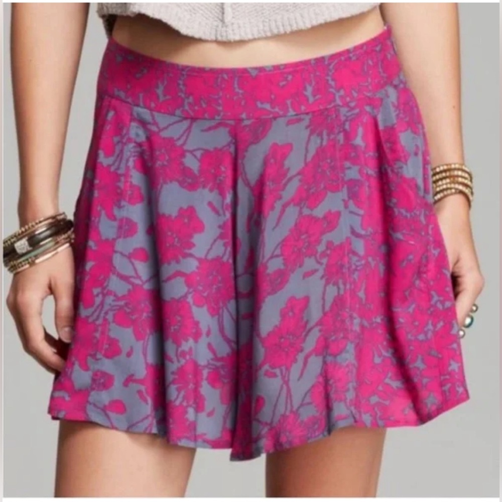 Free People Pink and Grey Floral Shorts
